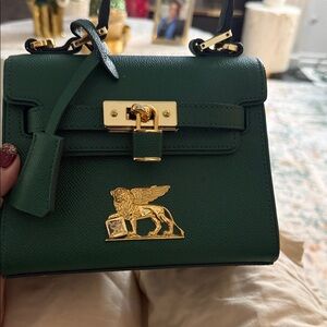 MCM Green Mini Bag with Gold Accents